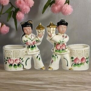 Timeless Vintage Asian Figurines: Distinctive Retro Planters for Floral Elegance